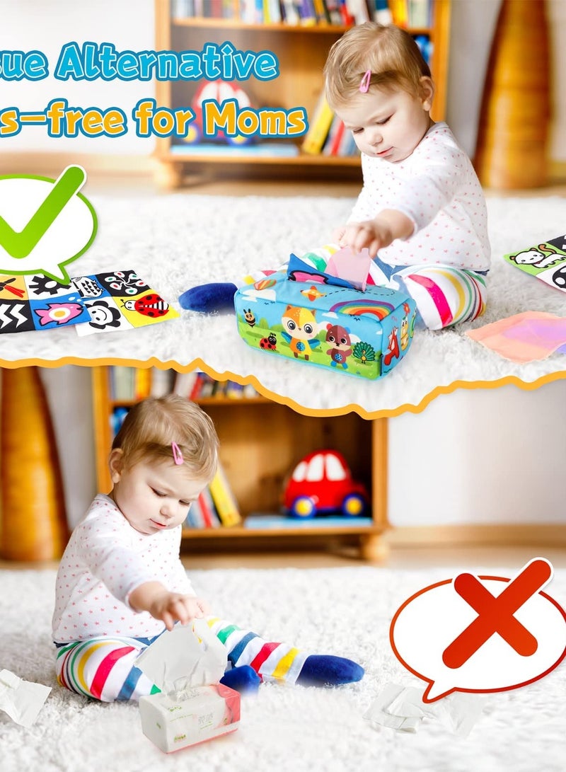 SYOSI Soft Paper Box Toys, Montessori Intellectual Sensory Soothing Toys Ringing Paper Hands-on Creative Toys for 6-12 Months Girls Boys Baby (Wildlife) - Image 4