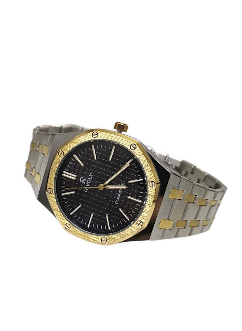 ريفولي ساعة يد للرجال من الستانلس ستيل بعرض انالوج وحركة كوارتز ، سهلة القراءة بتصميم عصري مقاوم للماء، ساعة يد كلاسيكية فاخرة بواجهة كبيرة - Image 5