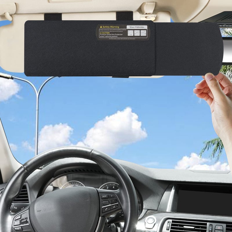 Car Visor Extender TFY AntiGlare Sun Visor Extender Window Sunshade and UV Rays Blocker Black