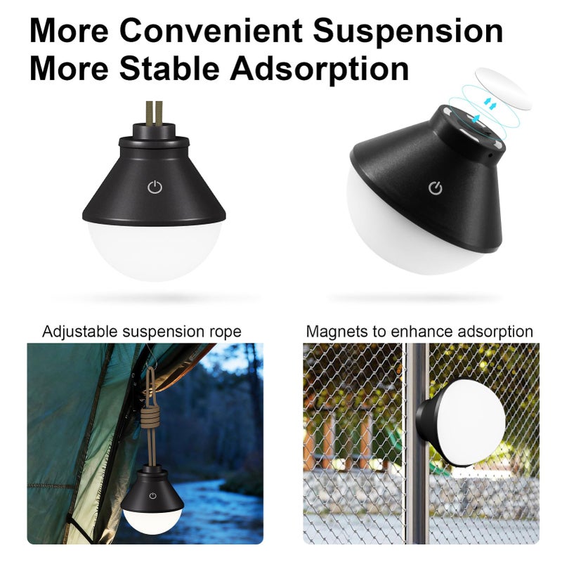 UUFFOO 2-Pack LED Camping Lantern Rechargeable 5000mAh with Magnetic, 600LM Waterproof Battery Powered Hanging Tent Light, USB Cordless Portable Dimmable for Power Outages Hunting Survival Gear Outdoor - Image 4