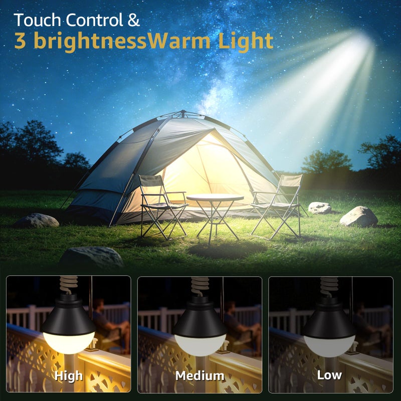 UUFFOO 2-Pack LED Camping Lantern Rechargeable 5000mAh with Magnetic, 600LM Waterproof Battery Powered Hanging Tent Light, USB Cordless Portable Dimmable for Power Outages Hunting Survival Gear Outdoor - Image 2