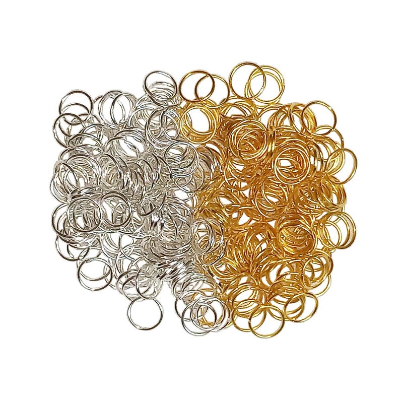 Dhruv Crafts Jump Rings for Jewelry Making 200 Pcs 8mm Earrings Jewelry Making Findings Silver Gold