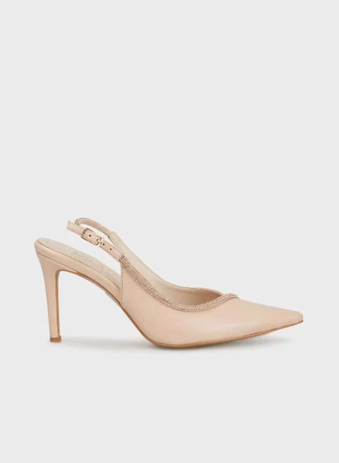 Lela Lela Stone Detailed Pointed Toe High Heel Shoes Women's SHOES 3472681984