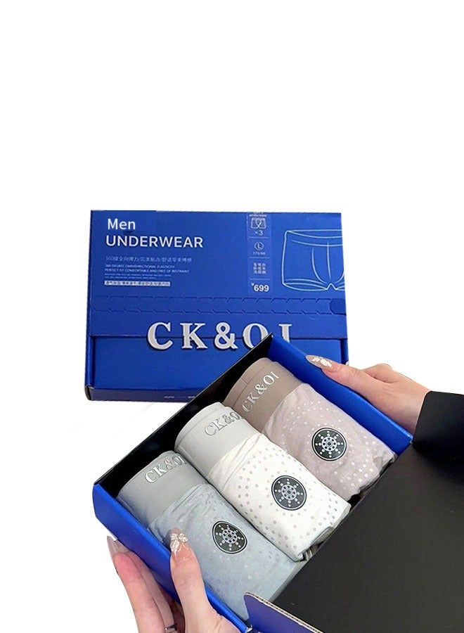 Ocean breathable, comfortable Modal mid waist nude flat angle men's underwear gift box (3 pieces)  - Image 1