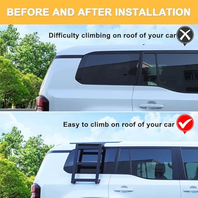 rayihni سلم الوصول الجانبي لحامل السقف متوافق مع تويوتا لاند كروزر 250 برادو J250 LC250 2024 2025 ملحقات، سلم سقف نافذة جانبية (الجانب الأيمن) - Image 3