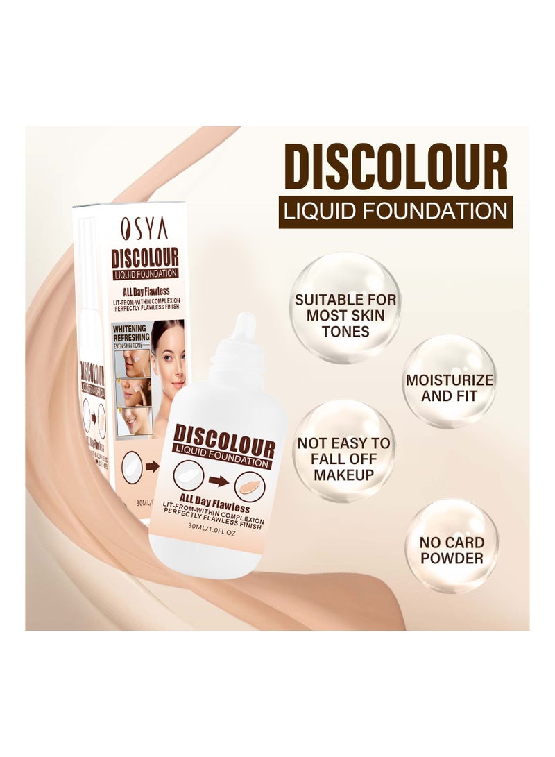 BEAUTY PLUS فFoundation يتغير لونه، مكياج فFoundation خالي من العيوب طوال اليوم، كريم فFoundation، فFoundation سائل، 30 مل، SPF 15، خفيف الوزن، خالي من العطور، لون بشرة دافئ - Image 3