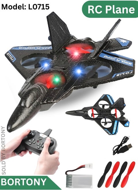 طائرة هليكوبتر RC L0715، RTF 2.4 جيجا هرتز 6 محاور كوادكوبتر RC طائرة بدون طيار مع أضواء ليلية LED، 3D Flip 360° Stunt Roll لعبة طائرة بدون طيار للإقلاع/الهبوط بمفتاح واحد للأطفال والكبار