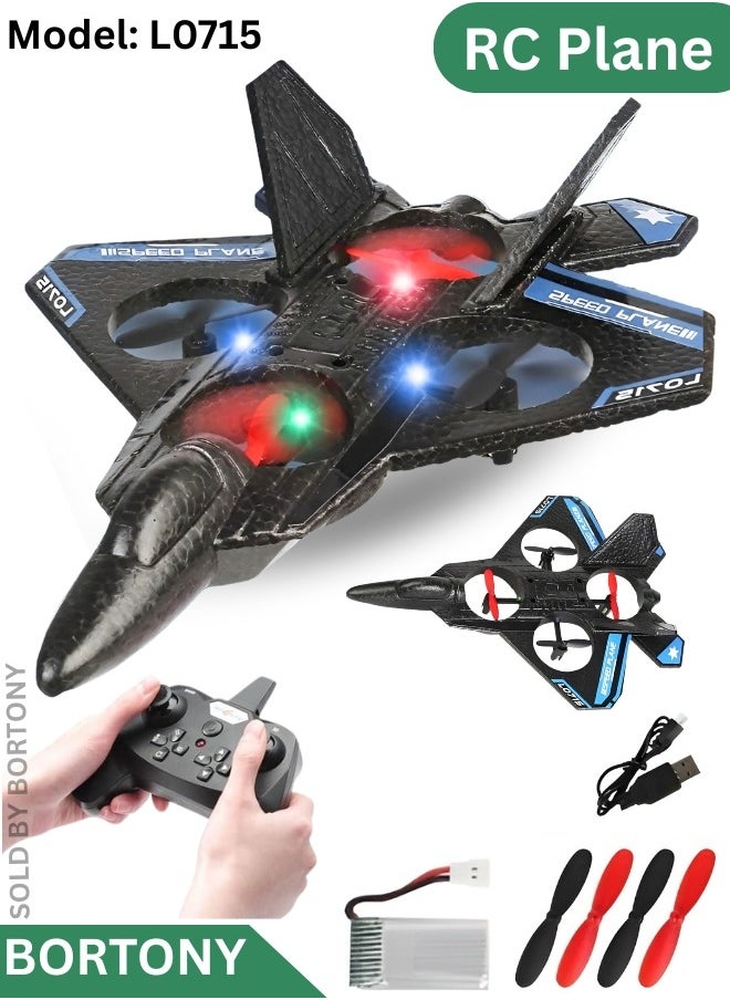 BORTONY RC Aeroplane Helicopter L0715, RTF 2.4GHz 6-axis Quadcopter RC Plane Drone with LED Night Lights, 3D Flip 360° Stunt Roll One Key Takeoff/Landing Drone Toy for Kids and Adults  - Image 1
