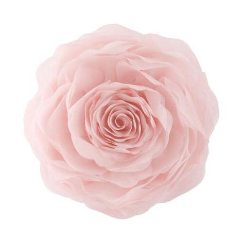 JWH 3D Flower Decorative Throw Pillow Covers Aesthetic Floral Accent Pillow Cases Round Cushion Handmade Pillowcase for Bedroom Bed Couch Chair Office 14 Inch Peach Pink