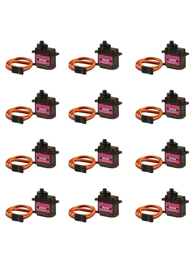 Generic - 12Pcs Mg90S Servo Micro 180° 9G Servo Motor Geared Micro Servo Motor 9G Smart Robot Compatible With Raspberry Pi Project Car Helicopter Airplane Boat (Control Angle 180) - Image 1