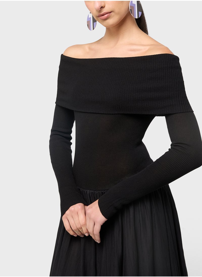 MANGO - Off-The-Shoulder Knitted Dress - Image 1