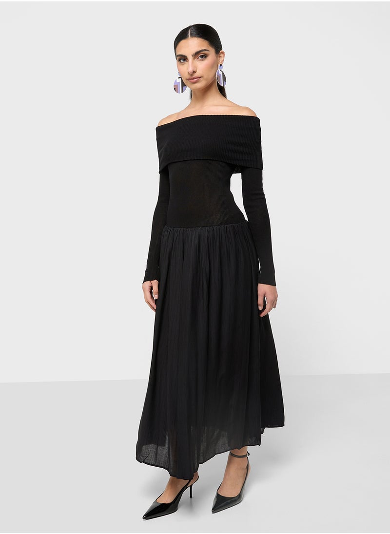 MANGO - Off-The-Shoulder Knitted Dress - Image 1