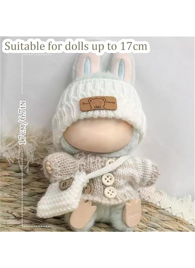 Arabest Clothes for Labubu 17cm Labubu Accessories Crochet 3 Piece Set Outfits for Labubu(Beige Sweater)  - Image 3