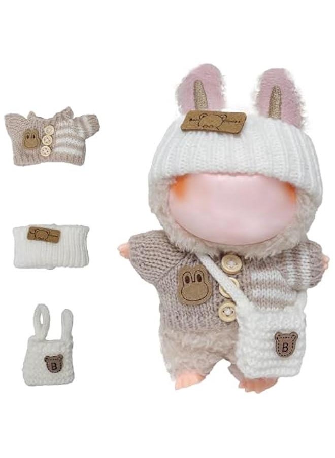 Arabest Clothes for Labubu 17cm Labubu Accessories Crochet 3 Piece Set Outfits for Labubu(Beige Sweater)  - Image 1