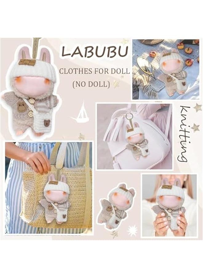 Arabest Clothes for Labubu 17cm Labubu Accessories Crochet 3 Piece Set Outfits for Labubu(Beige Sweater)  - Image 4