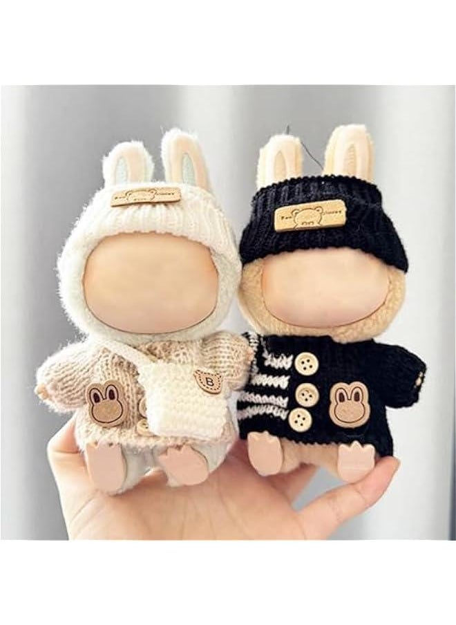 Arabest Clothes for Labubu 17cm Labubu Accessories Crochet 3 Piece Set Outfits for Labubu(Beige Sweater)  - Image 5
