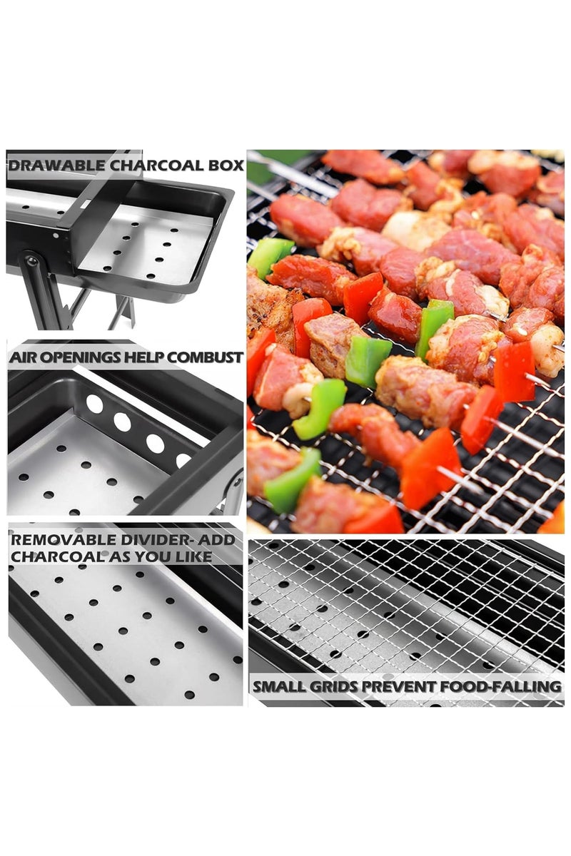 ECVV Barbecue Grill, Portable Charcoal Grill, Foldable Barbecue Outdoor Tools for Home, Camping Cooking, Picnic, Backyard, Party - Image 2