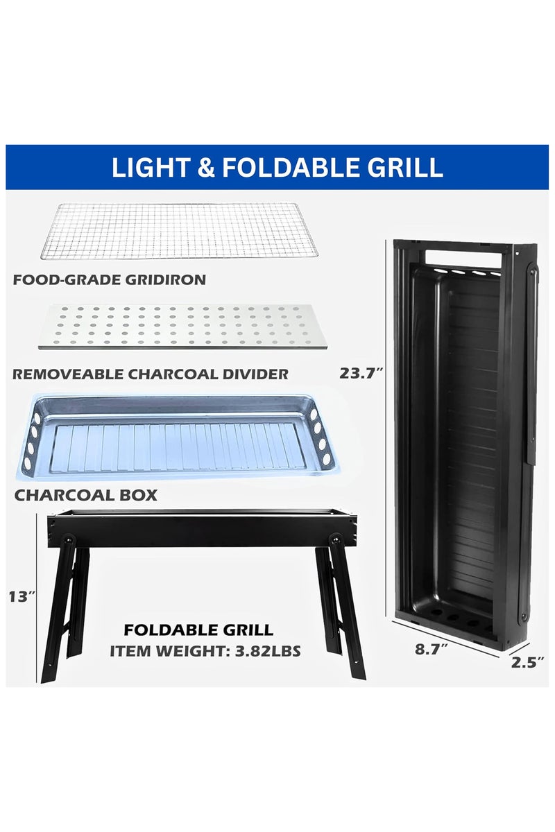 ECVV Barbecue Grill, Portable Charcoal Grill, Foldable Barbecue Outdoor Tools for Home, Camping Cooking, Picnic, Backyard, Party - Image 4