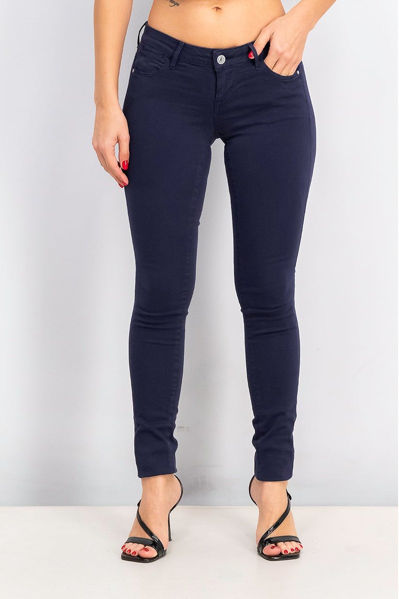 GUESS Women Plain Ultra Skinny Low Jeggings, Navy Blue - Image 1
