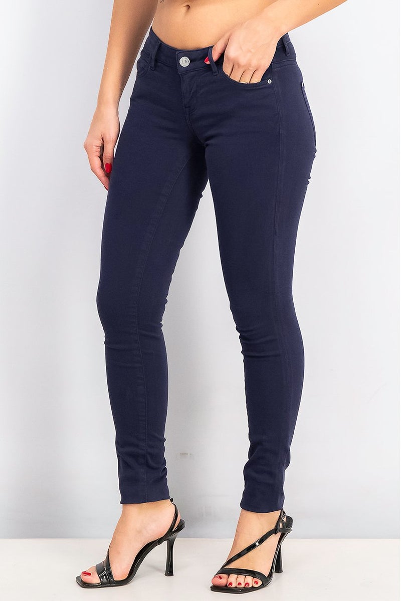 GUESS Women Plain Ultra Skinny Low Jeggings, Navy Blue - Image 3