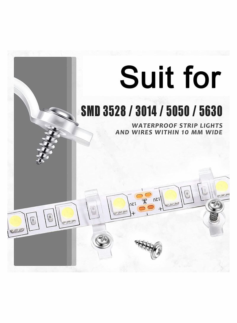 Y&D Strip Light Mounting Brackets with Screws Sets Waterproof Led Holder 200 Pack LED Clips Included Ideal for 10 mm Wide Lights Bedroom Strips  - Image 2