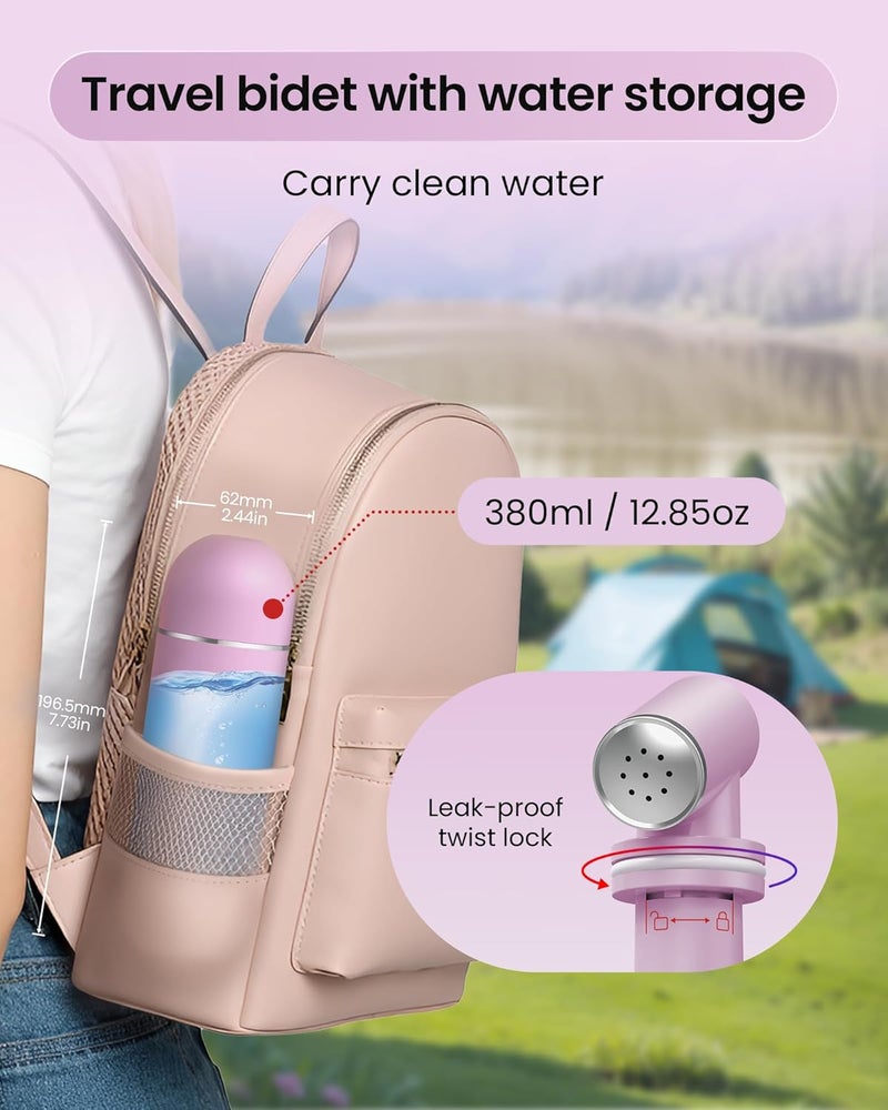 Redsack Portable Bidet for Travel & Camping - Manual Squeeze Handheld Peri Bottle for Feminine Hygiene, 3 Leak-Proof Seals, Extendable Sprayer with Rotating Nozzle for Men & Women (Light Purple, General) - Image 2