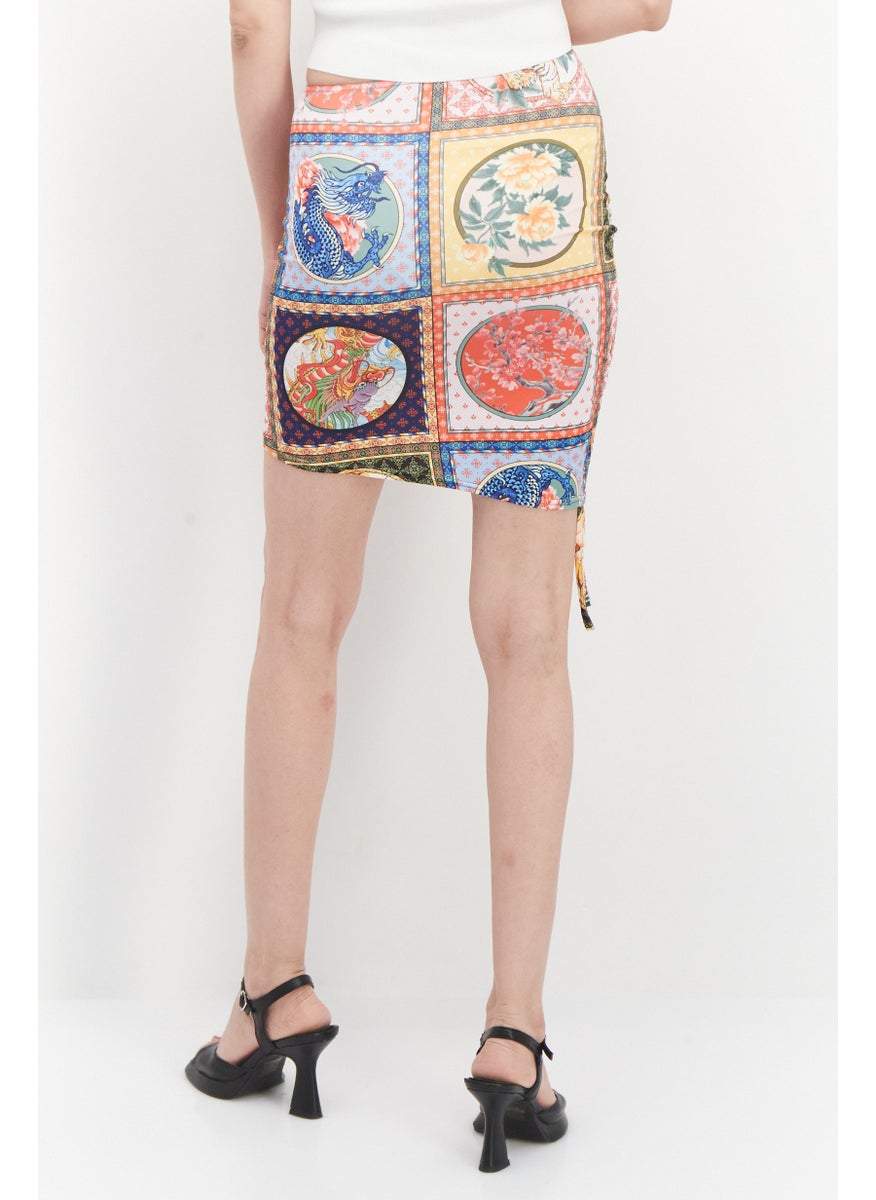 LASULA Women Allover Mini Skirts, Blue Combo  - Image 3