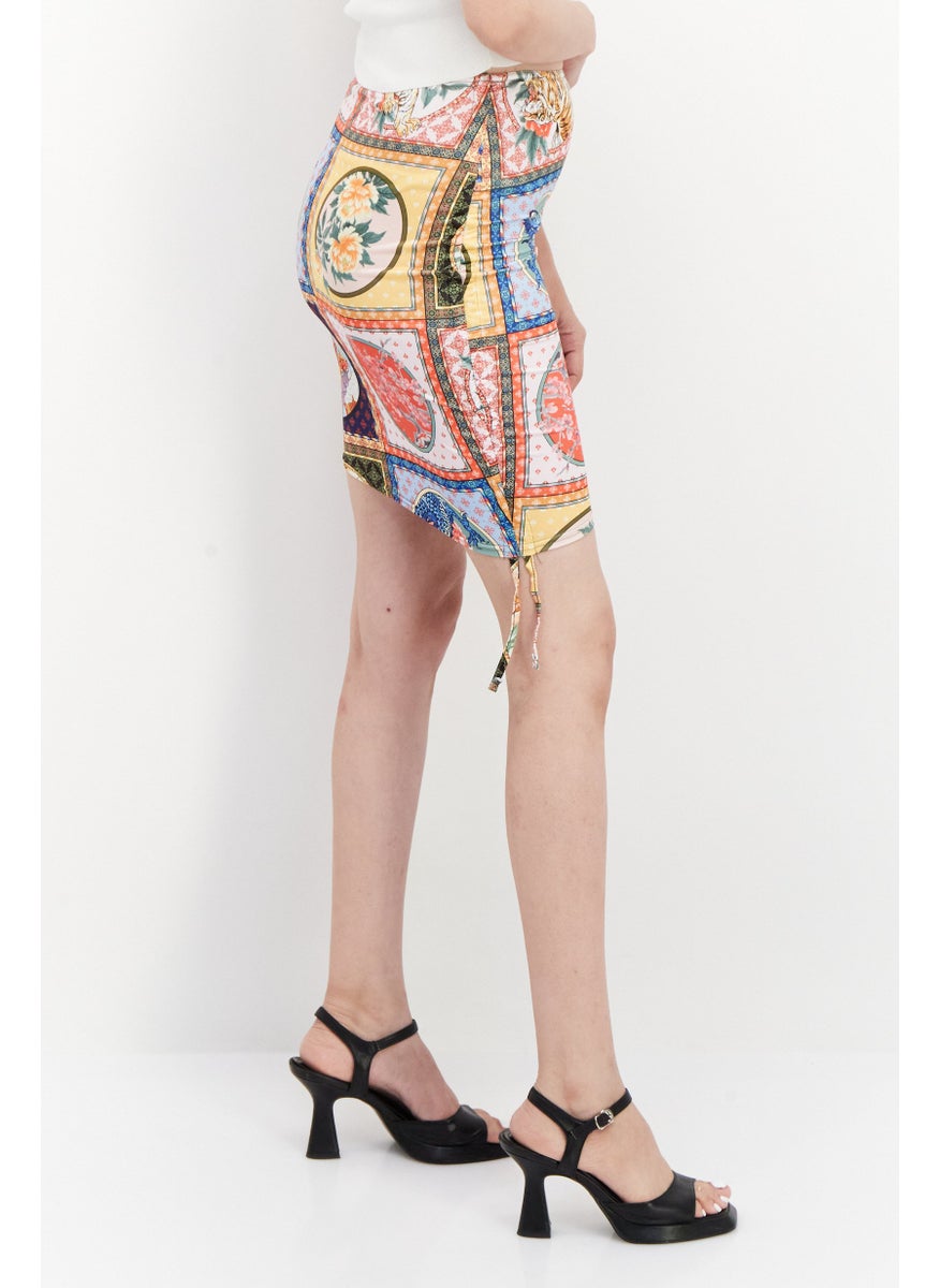 LASULA Women Allover Mini Skirts, Blue Combo  - Image 2