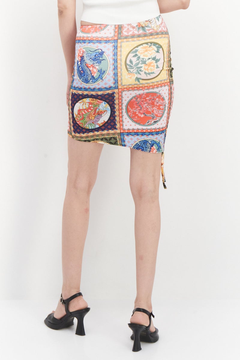 LASULA Women Allover Mini Skirts, Blue Combo - Image 3