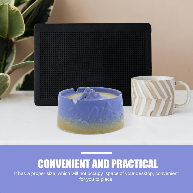 Vintage Ceramic Ashtray with Lid Windproof Ash Holder for Home Office Patio Outdoor Use - Image 4
