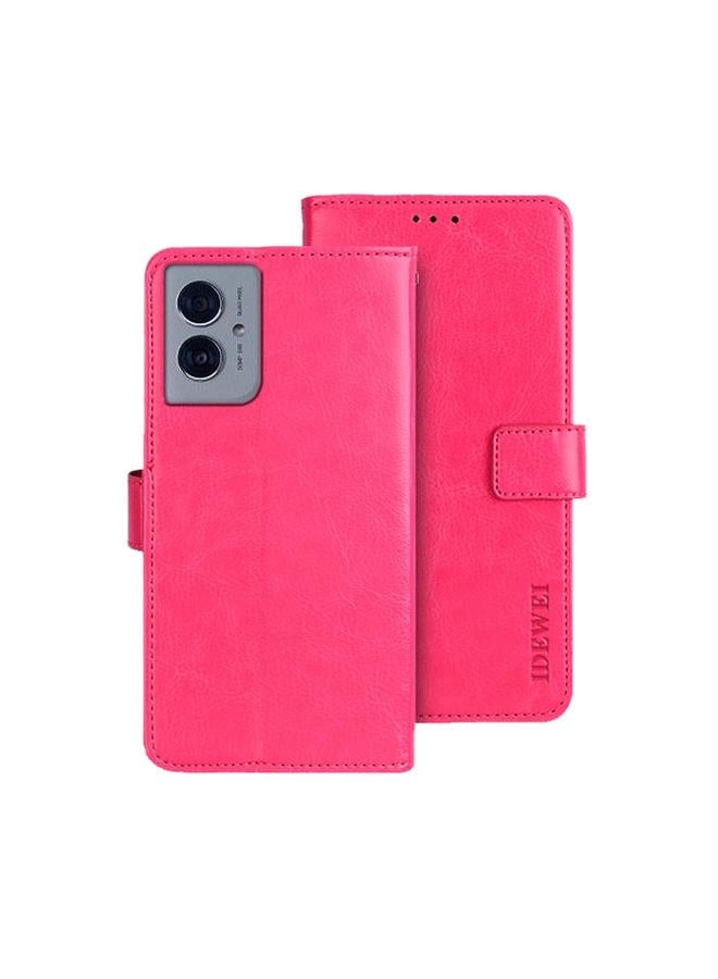 For Motorola Moto G55 5G idewei Crazy Horse Texture Leather Phone Case(Rose Red)