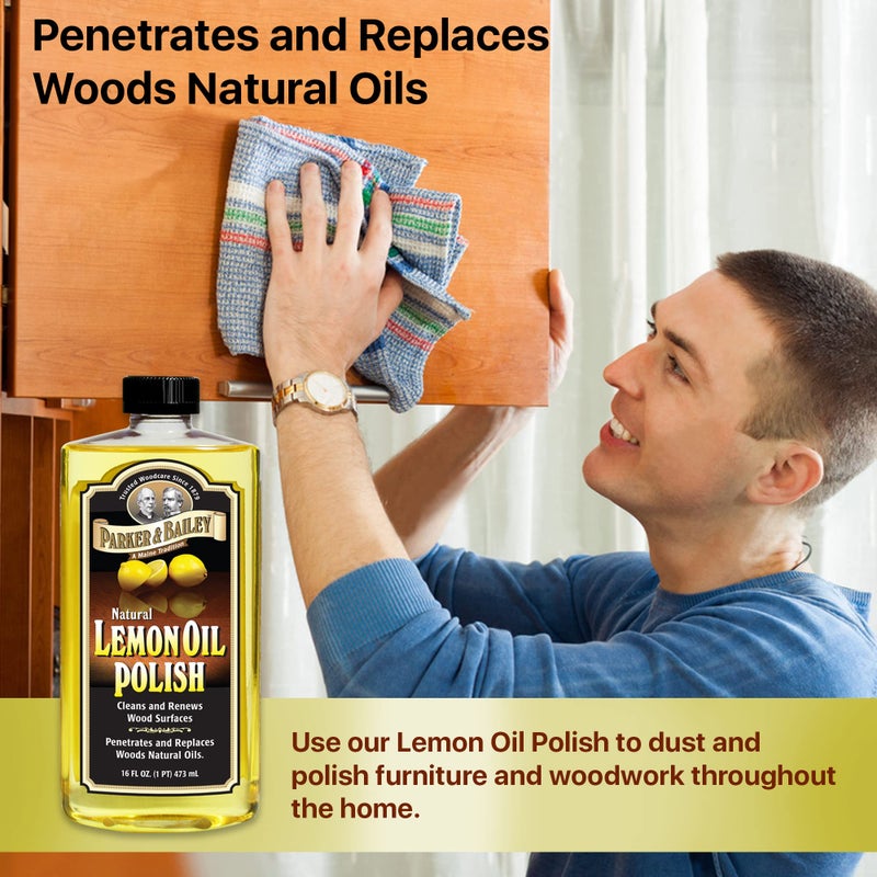 Parker Bailey PARKER & BAILEY LEMON OIL POLISH - Natural Lemon Scented Wood Cleaner & Furniture Polish, Cleans, Renews, Restores & Rejuvenates Wood Surfaces, 16oz - Image 5