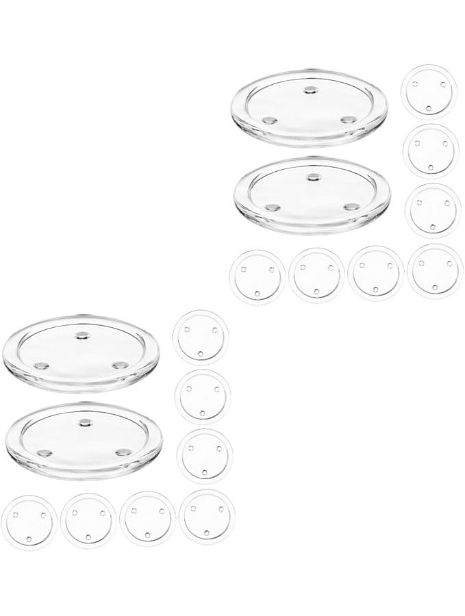2 Sets 10 Pcs Glass Candle Holders And Tray For Vanity Jewelry Storage Wedding Home Decor - Image 1