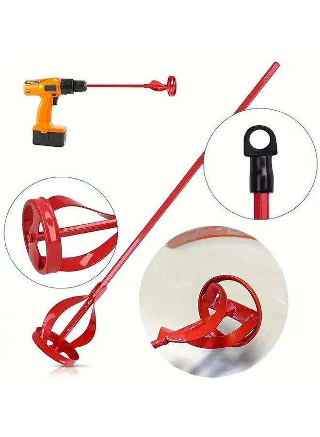 Red Heavy Duty Manual Mixer with Hex Shaft for Paint Plaster Grout Mortar - Image 2