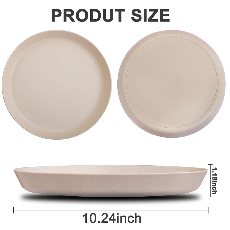 ejonirinjonir EI 18pcs Beige Wheat Straw Plates,Unbreakable Reusable Plastic Plates,Melamine Plate for Camping,Picninc,Family Dinner,wheat straw Dinnerware Sets - Image 2