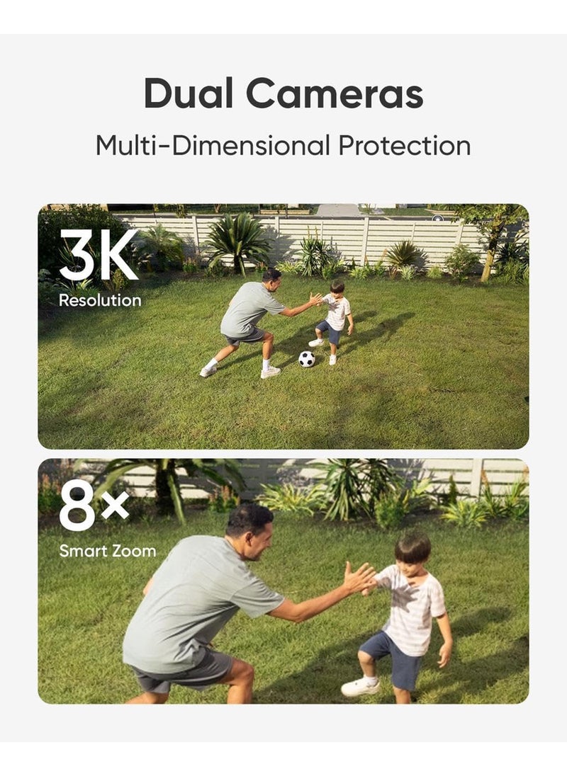 eufy - Security Floodlight Camera E340 Wired, 360° Pan and Tilt, 24/7 Recording, Dual-Band Wi-Fi, 2,000 Lumens, Motion-Activated, Dual Camera, HomeBase 3 Compatible, Local Storage, No Monthly Fee - Image 1