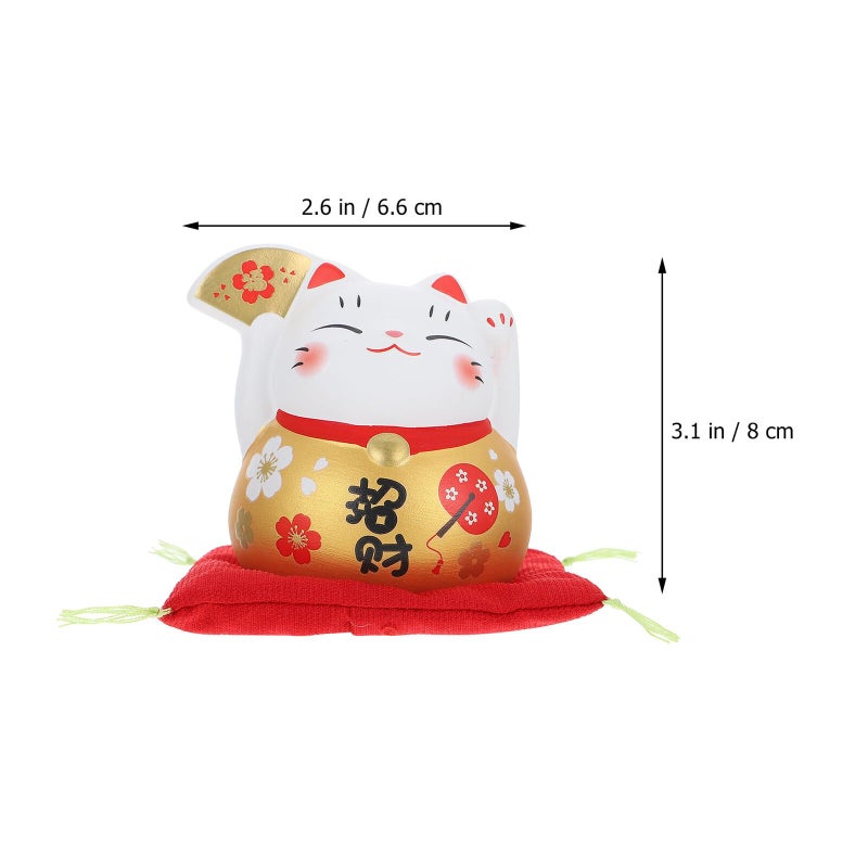تمثال قط من السيراميك لتزيين المكتب بزخرفة ذهبية، زينة صغيرة محظوظة للأماكن المغلقة - Image 3