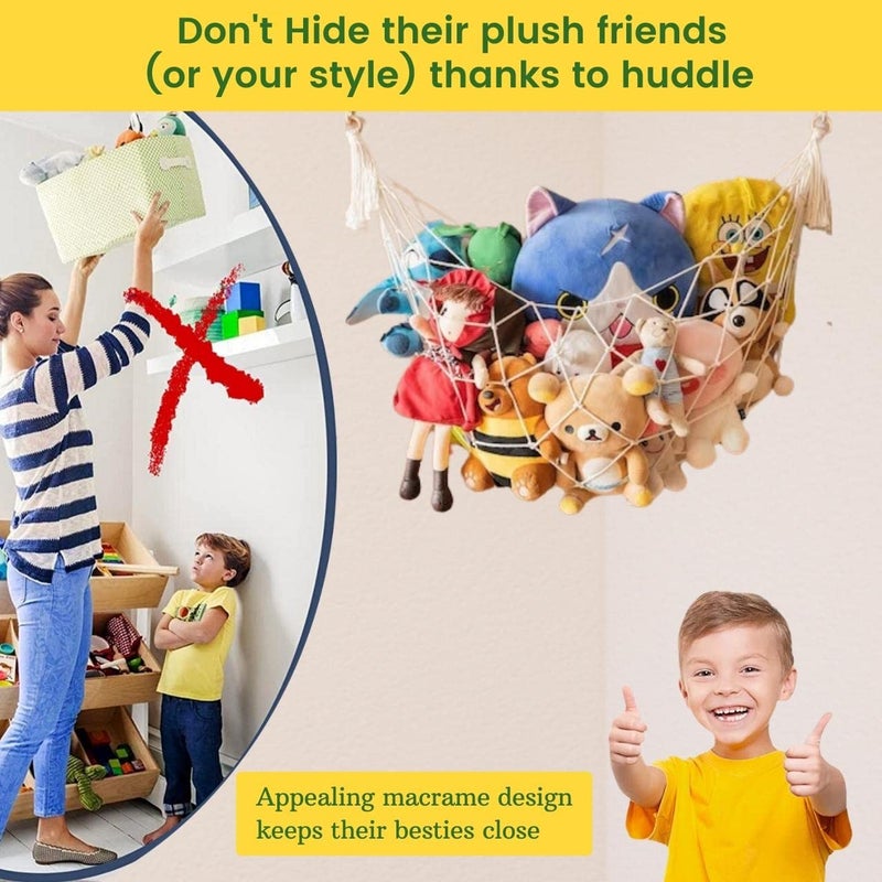 ecofynd ecofynd Stuffed Animal Toy Hammock Hanging Cotton Organizer Storage for Soft Toys Boho Large Corner Plush Toys Net Holder for Nursery Kids Play Room Bedroom Kid Room BH012  - Image 3