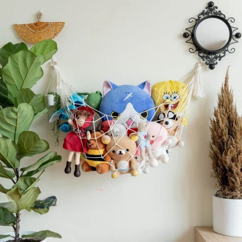 ecofynd ecofynd Stuffed Animal Toy Hammock Hanging Cotton Organizer Storage for Soft Toys Boho Large Corner Plush Toys Net Holder for Nursery Kids Play Room Bedroom Kid Room BH012  - Image 1