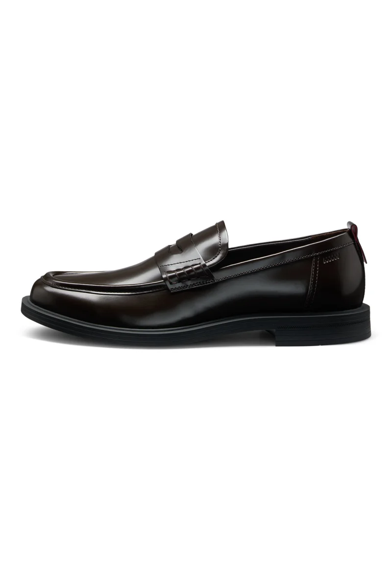 HUGO Leather loafers with penny trim