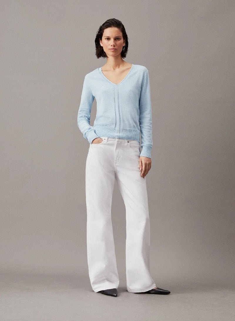 كالفن كلاين بلوزة من الحرير والقطن بقصة ضيقة - Image 4