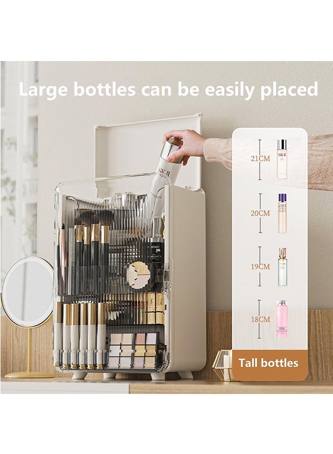 Makeup Organizer, 3 Tier Luxury Countertop Cosmetic Storage Box with Multifunctional Makeup Jewelry Drawer, Desktop Beauty Display Organiser Stand for Lipsticks, Brushes, Lotions - Image 4