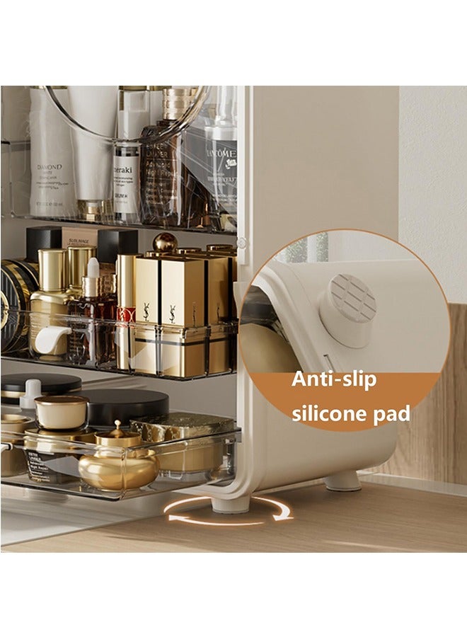Makeup Organizer, 3 Tier Luxury Countertop Cosmetic Storage Box with Multifunctional Makeup Jewelry Drawer, Desktop Beauty Display Organiser Stand for Lipsticks, Brushes, Lotions - Image 5