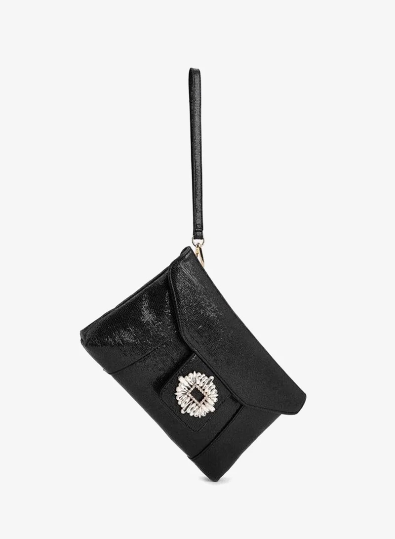 Paprika BLACK Embellished Clutch With Haul Loop for Women | Best Price UAE