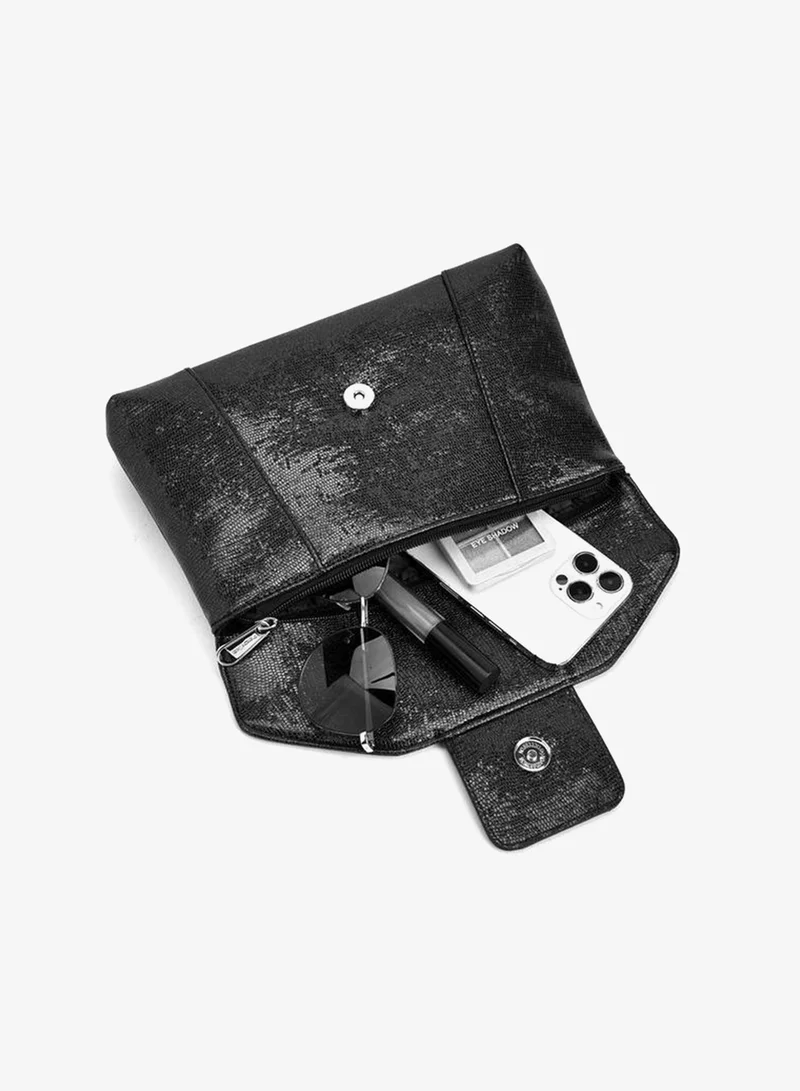 Paprika BLACK Embellished Clutch With Haul Loop for Women | Best Price UAE