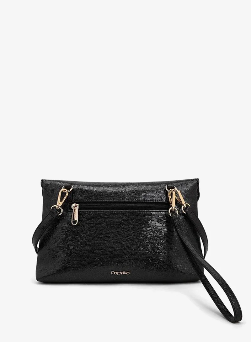 Paprika BLACK Embellished Clutch With Haul Loop for Women | Best Price UAE