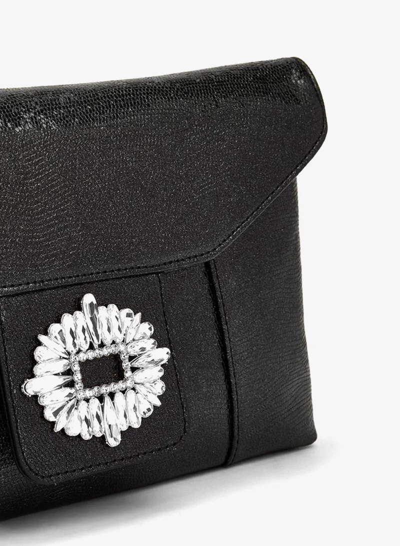 Paprika BLACK Embellished Clutch With Haul Loop for Women | Best Price UAE