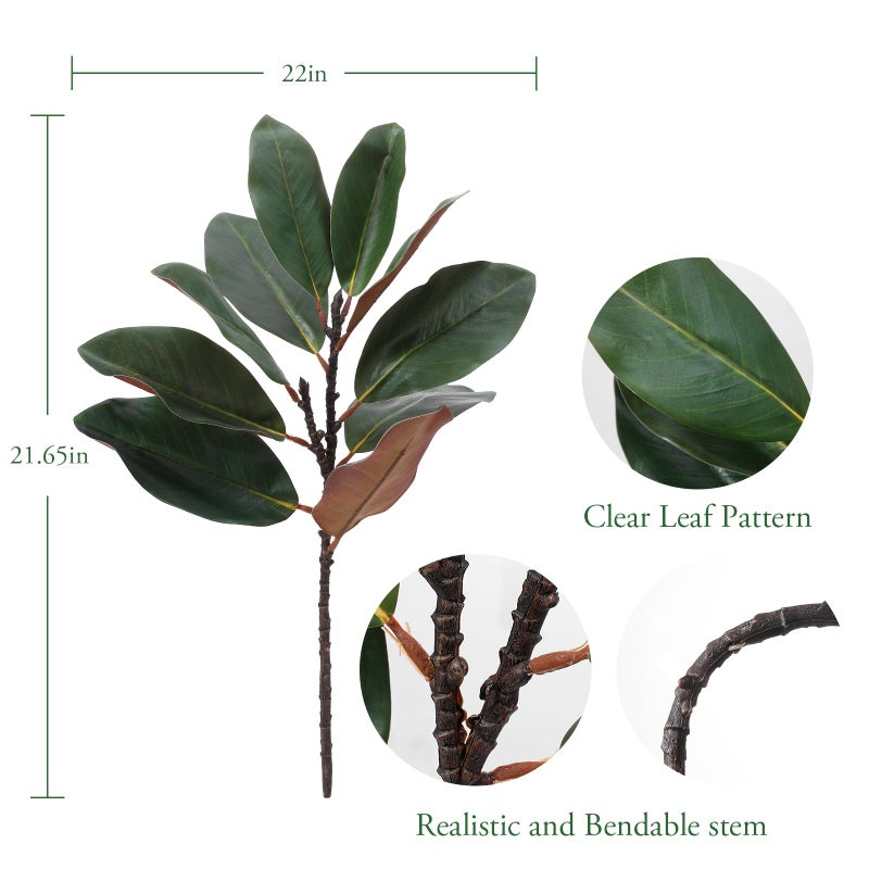 dallisten 3 Pcs Artificial Magnolia Leaves Branches, 20 Inch Realistic Faux Magnolia Stems Greenery Twigs for Vase, Home, Office, Farmhouse, Wedding and Table Decorations (Green) - Image 3