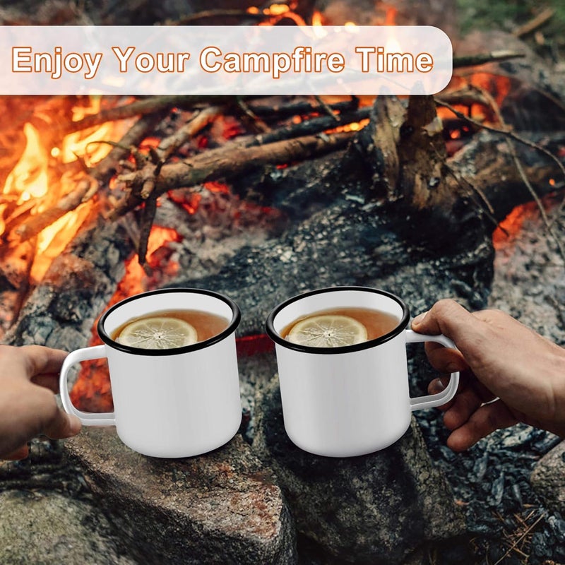 TeamFar TeamFar Coffee Mug Set of 6 12 oz Enamel Mug White Tea Camp Drinking Cups Mugs Vintage for Camping Picnic Home Use Non Toxic  Portable Classic Design  Easy Clean - Image 5