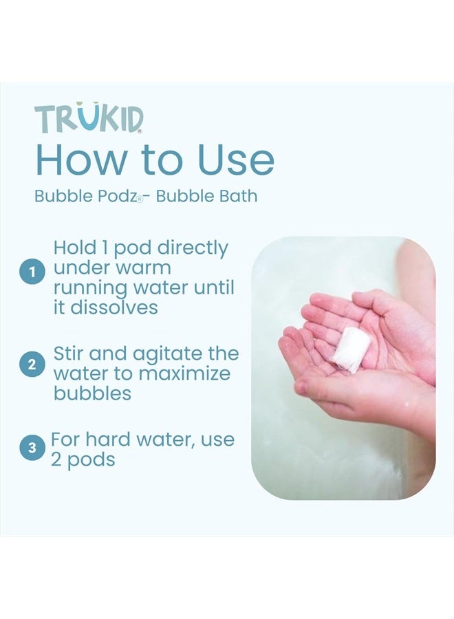TruKid Bubble Podz Bubble Bath for Baby & Kids, Gentle Refreshing Bath Bomb for Sensitive Skin, pH Balance 7 for Eye Sensitivity, Natural Moisturizers and Ingredients, Yumberry (60 Podz) - Image 4